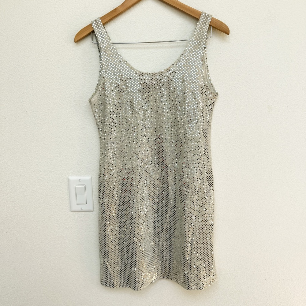 Vintage Fredrick’s Of Hollywood Silver Sparkly Slip Dress Size M
